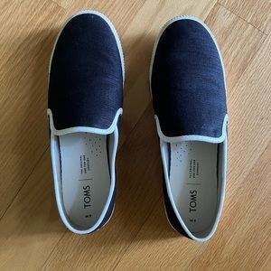 Toms slip ons in black and ivory size 8